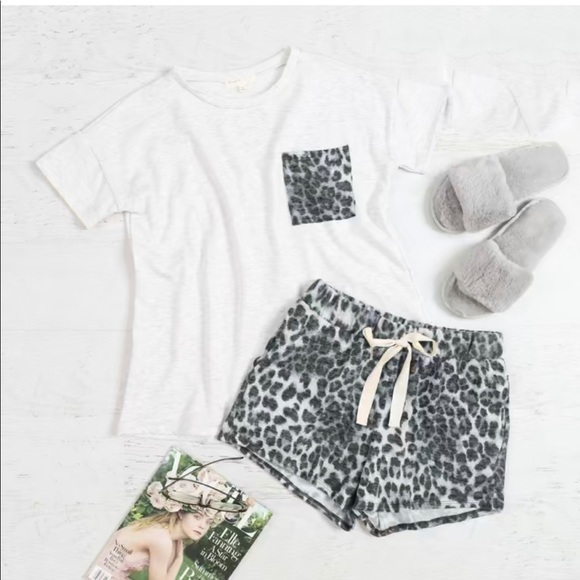 Other - Leopard Pocket Tee and Short Set